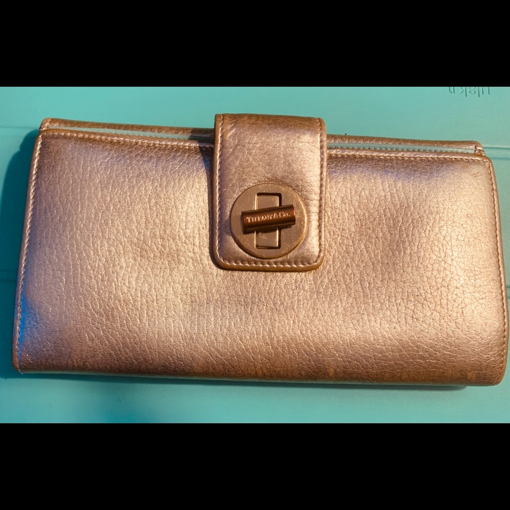 Authentic Tiffany & Co.  gold turn-lock wallet